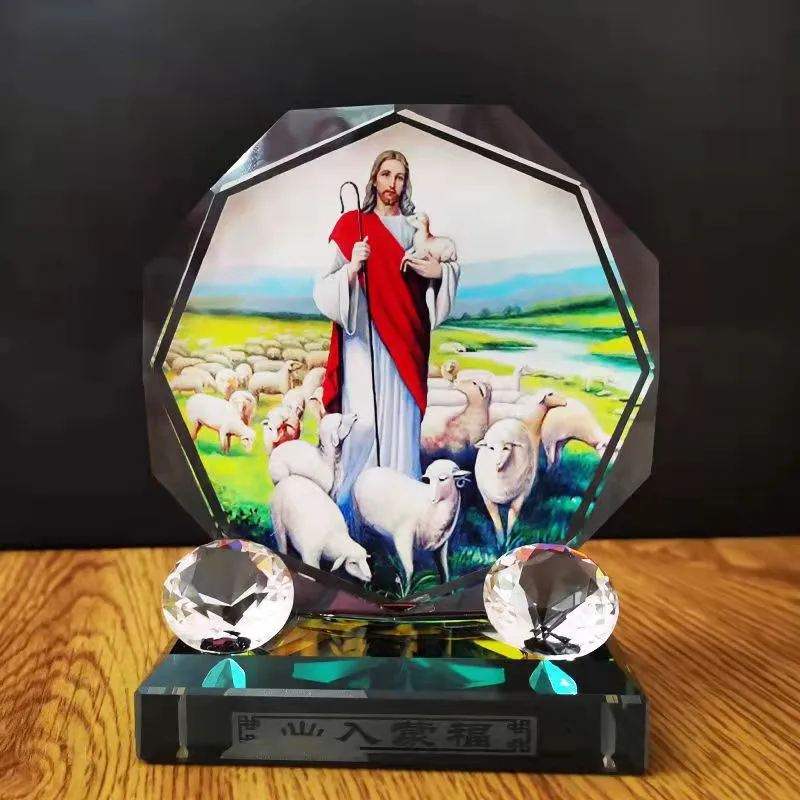 

Украшение для автомобиля Иисус-пастырь, Дева икона, кристалл, ремесло, украшения для рабочего стола, дома, офиса, декор Imagenes religiosas catolicas