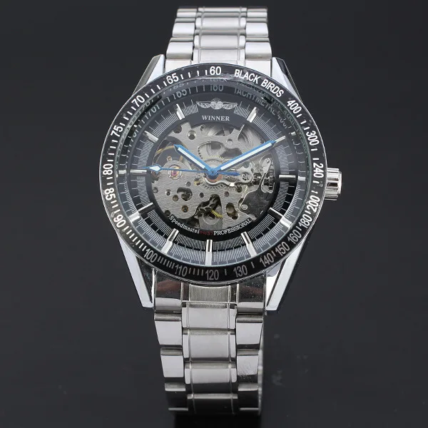 

WINNER172 men's fashion steel belt casual hollow automatic mechanical watch wholesale