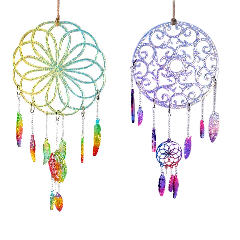 

3pcs Pendant Feather Mold/Silicone Keychain Mould Kit Dreamcatcher Mould/Epoxy Casting Wall Decoration Mold For DIY Jewelry