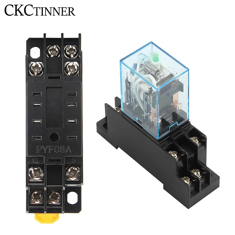 MY2NJ HH52P DPDT Miniature Coil Electromagnetic intermediate Relay AC12V 24V DC24V AC110V 220V 8 Pin with Socket Base | Обустройство