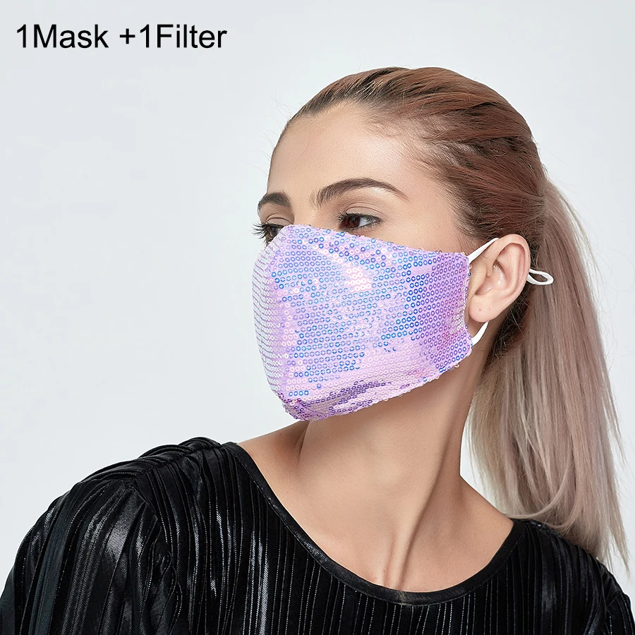 

PM 2.5 Anti Dust Women Mouth Mask Fashion Sequin Muffle Sequins Face Mask Dustproof Earloop Face Mouth Masks Respirator