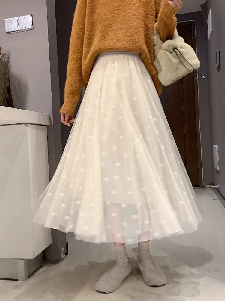 

Super fairy skirt autumn and winter new 2020 fairy skirt mid-length mesh A-line skirt