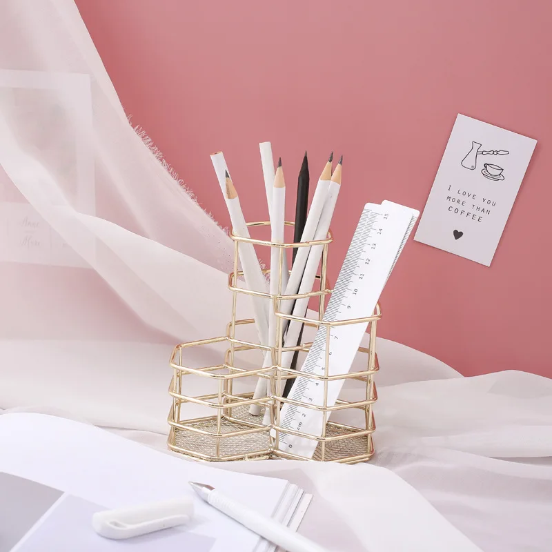 Держатель для кистей макияжа ведерко ручек шестигранный металлический