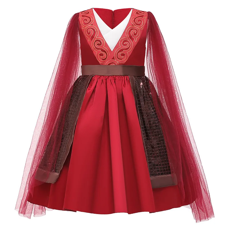 

Mulan Red Dress Cosplay Costume For Kids Girls Halloween Costumes Movie Anime Costumes Dance Performance Chinese Hero