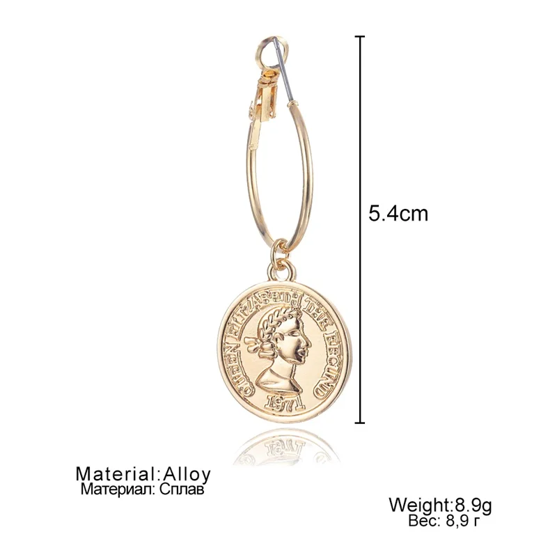 

FNIO new fashion people avatar pendant earrings female models bohemian long paragraph coins earrings jewelry gifts