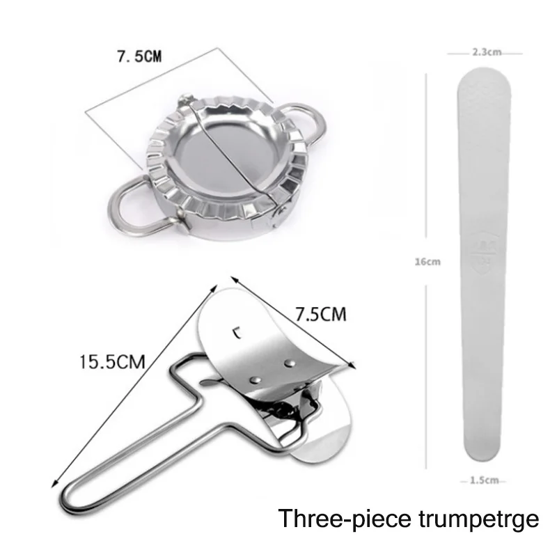 Three-piece trumpet Простые DIY формы для пельменей, слайсер для пельменей, бытовые инструменты для приготовления пельменей из нержавеющей стали, кухонные инструменты для приготовления пельменей - Цвет: Three-piece trumpet