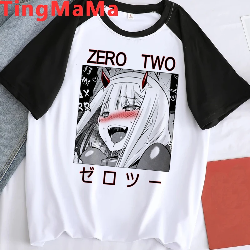 

Hot Japanese Anime Darling In The Franxx T Shirt Men Kawaii Cartoon Zero Two Graphic Tees Hip Hop Unisex Harajuku T-shirt Male