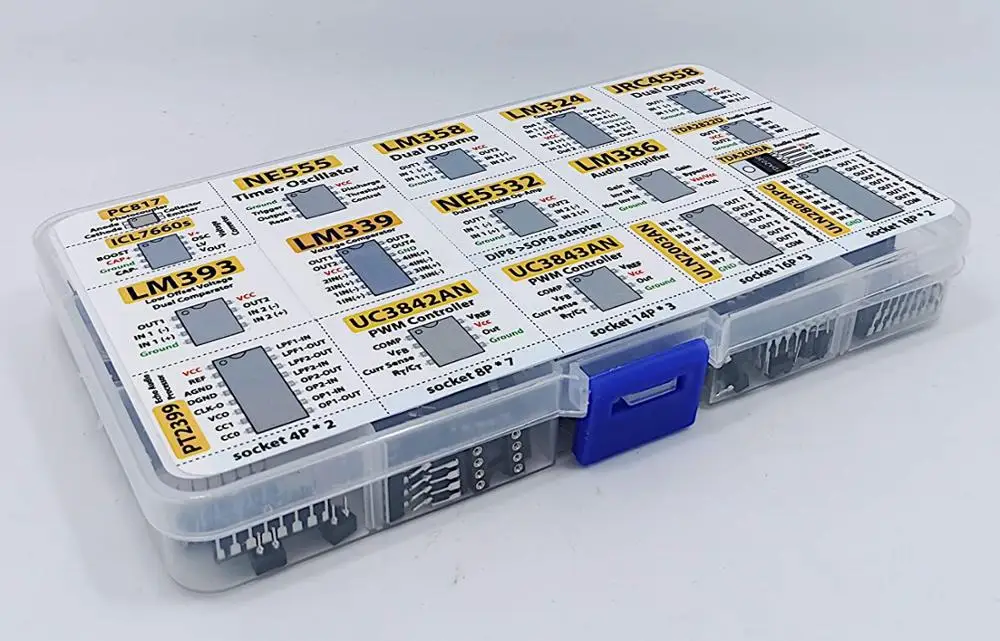Набор микросхем XL IC 150 шт. opamp осциллятор pwm PC817 NE555 LM358 LM324 JRC4558 LM393 LM339 NE5532 LM386 TDA2030 |