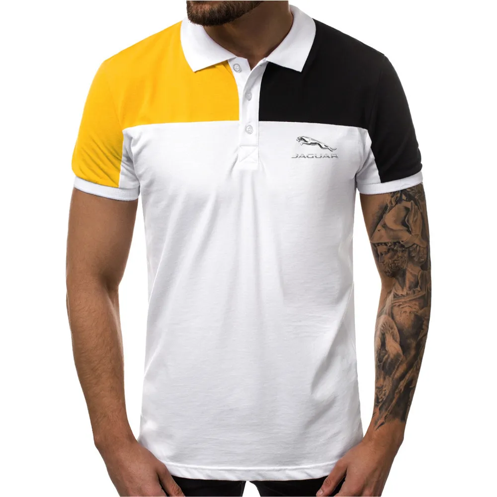

2021 Summer Men's Short Sleeve Polo Shirt Jaguar Logo Short Sleeve Contrasting Color Casual All-match Street Business T-shirt
