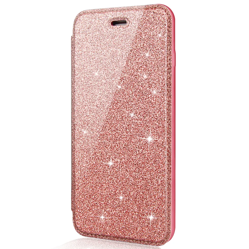 Роскошный блестящий чехол-книжка для iPhone 6 7 plus противоударный защитный чехол с