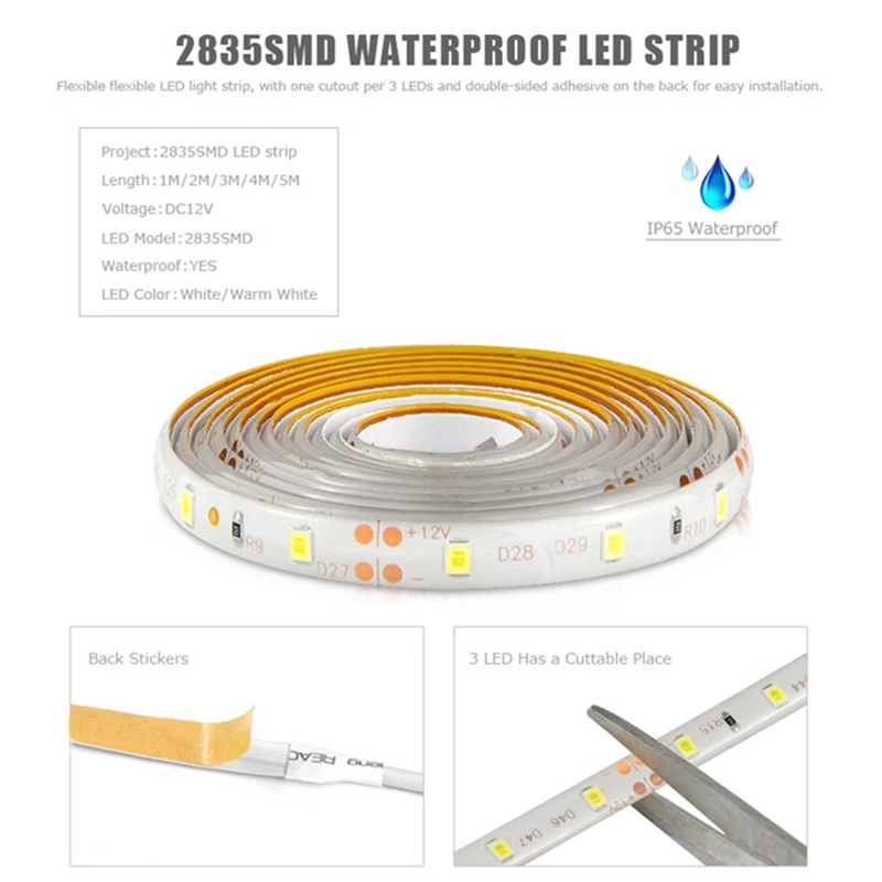 

LED Strip Light Switch for Kitchen/Bedroom 12V IR Hand Motion Sensor Control Lamp Waterproof Ribbon Tape(EU Plug)