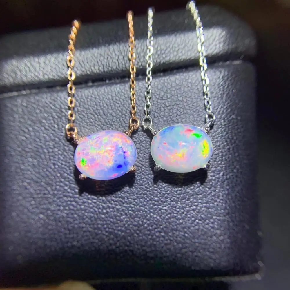 Ожерелье с опалом женское из серебра 925 пробы натуральным драгоценным камнем |