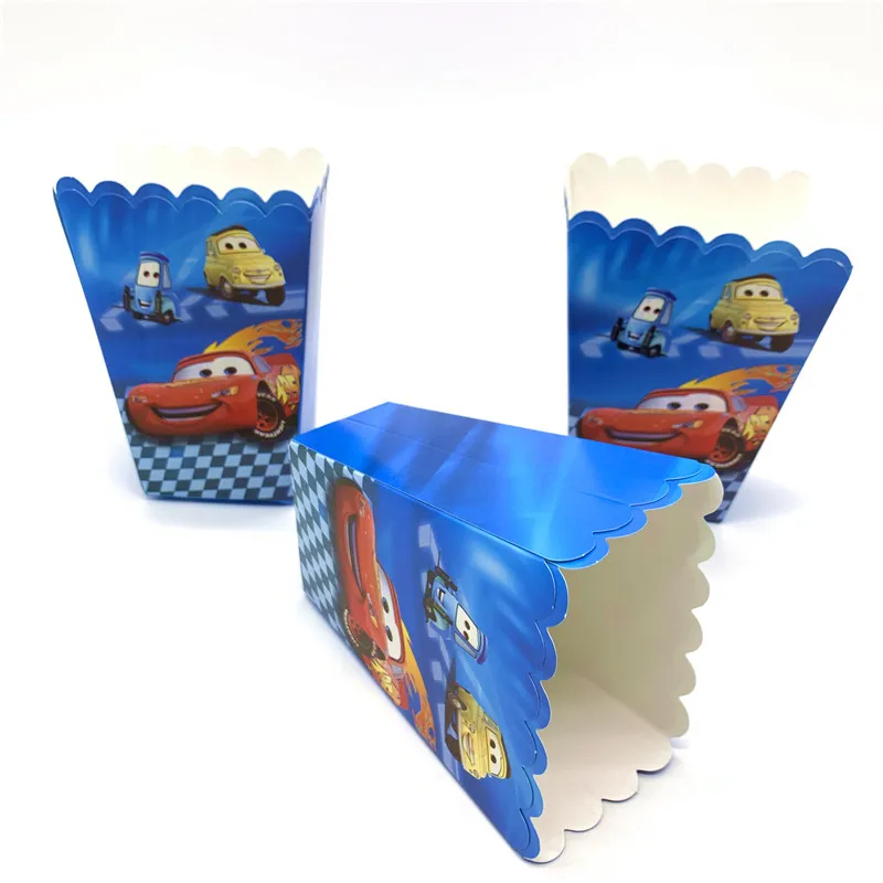 popcorn-box-6pcs Disney автомобили вечерние поставки детские украшения для детей мальчик набор disney автомобили день рождения тема воздушные шары Торт Топперы баннер чашки тарелки - Цвет: popcorn-box-6pcs