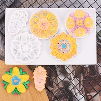 round flower shaped silicone mold five petal sun flower cake decoration tool relief fondant plaster polymer clay resin diy molds