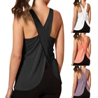 Женская Спортивная футболка с перекрестной спиной для бодибилдинга, фитнеса, быстросохнущие майки для тренировок и бега, топы, жилет для йоги
