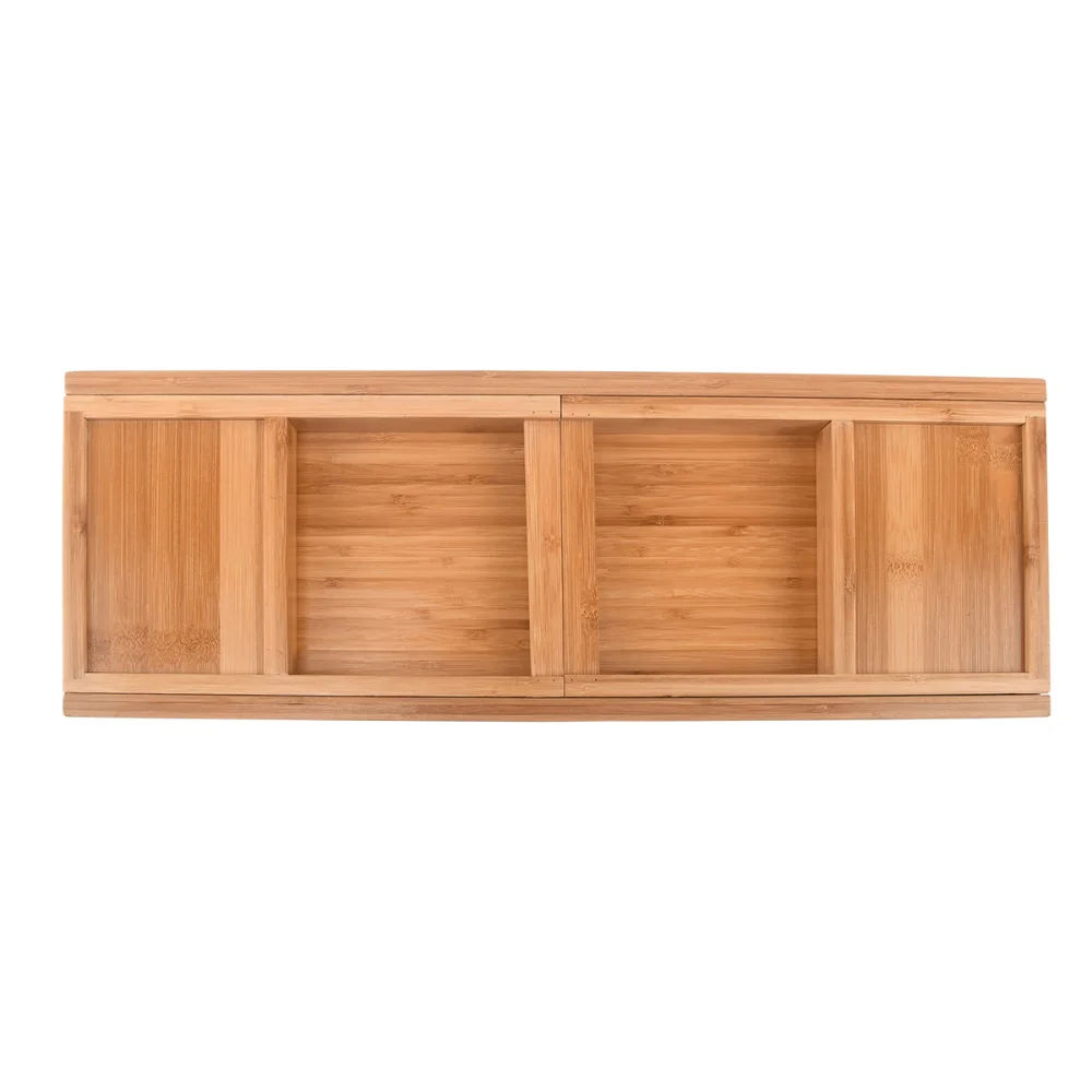 

1PC Multifunctional Bathtub Serving Tray Bamboo Bath Bridge Telescopic Storage Rack Shelf with Mirror for Bathroom Home