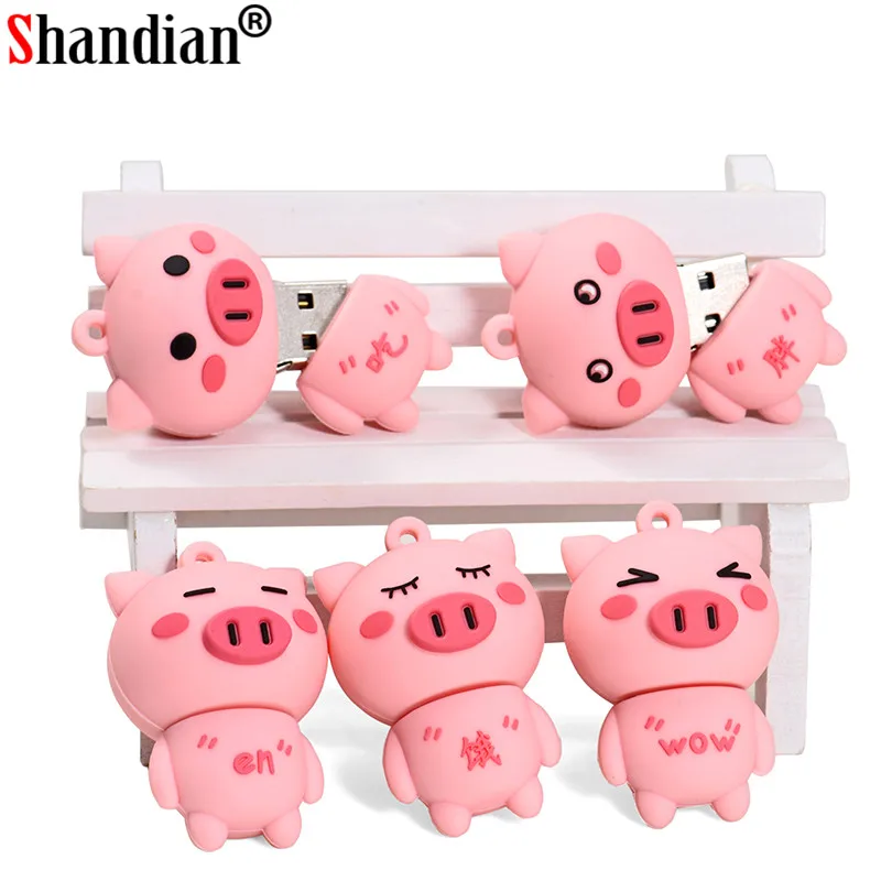 

SHANDIAN USB 2.0 New cute Little pink pig usb flash drive pendrive 4GB 16GB 32GB 64GB memory Stick Pendrives thumb drive gifts