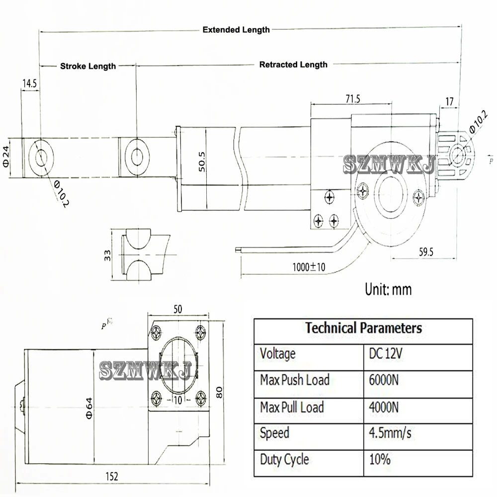 Многофункциональный электродвигатель грузоподъемность 6000 Н 135 фунтов 4-18 дюймов