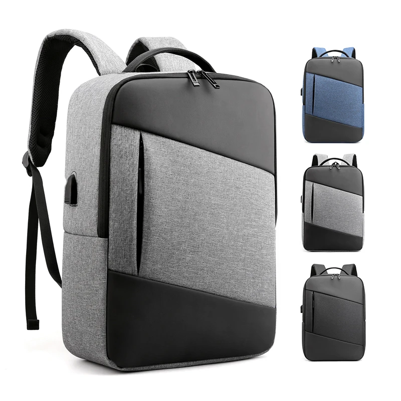 

Color matching Hidden Anti theft Zipper 15.6 inch Men School Laptop Backpacks Water Repellent Travel 20L Multi USB Charger Male