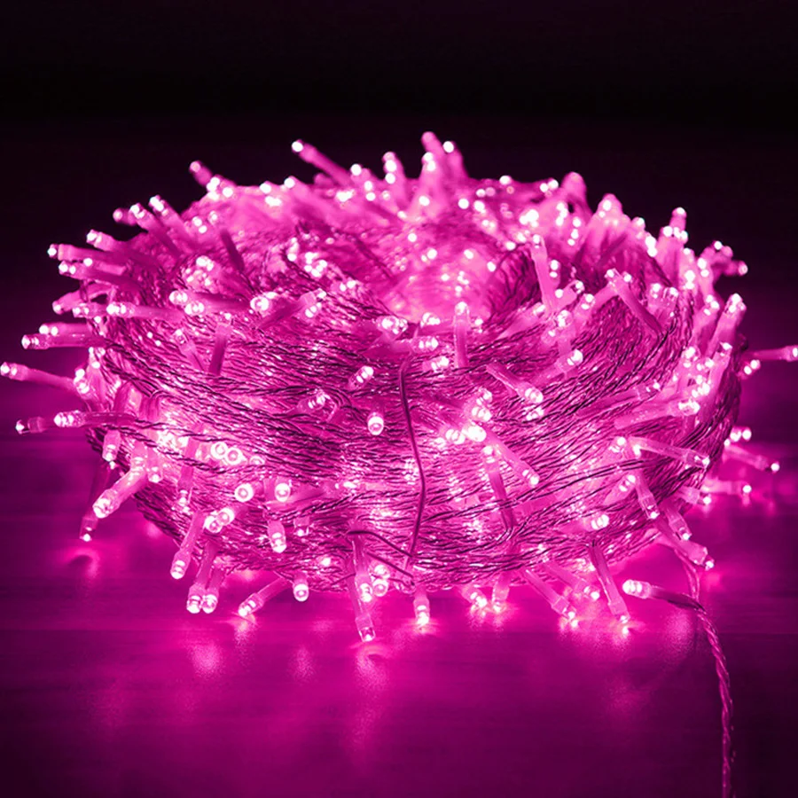 Pink Thrisdar 100 м 1000 светодиодный свет рождественской струны открытый сад задний двор Рождественская елка Блестящий Фон для фотосессии сказочная гирлянда - Испускаемый цвет: Pink
