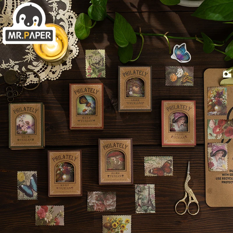 

Mr.Paper 6 Дизайн Chengnan Postman серии в коробке наклейки креативные мини наклейки декоративные Сделай Сам коллаж наклейки на Материал