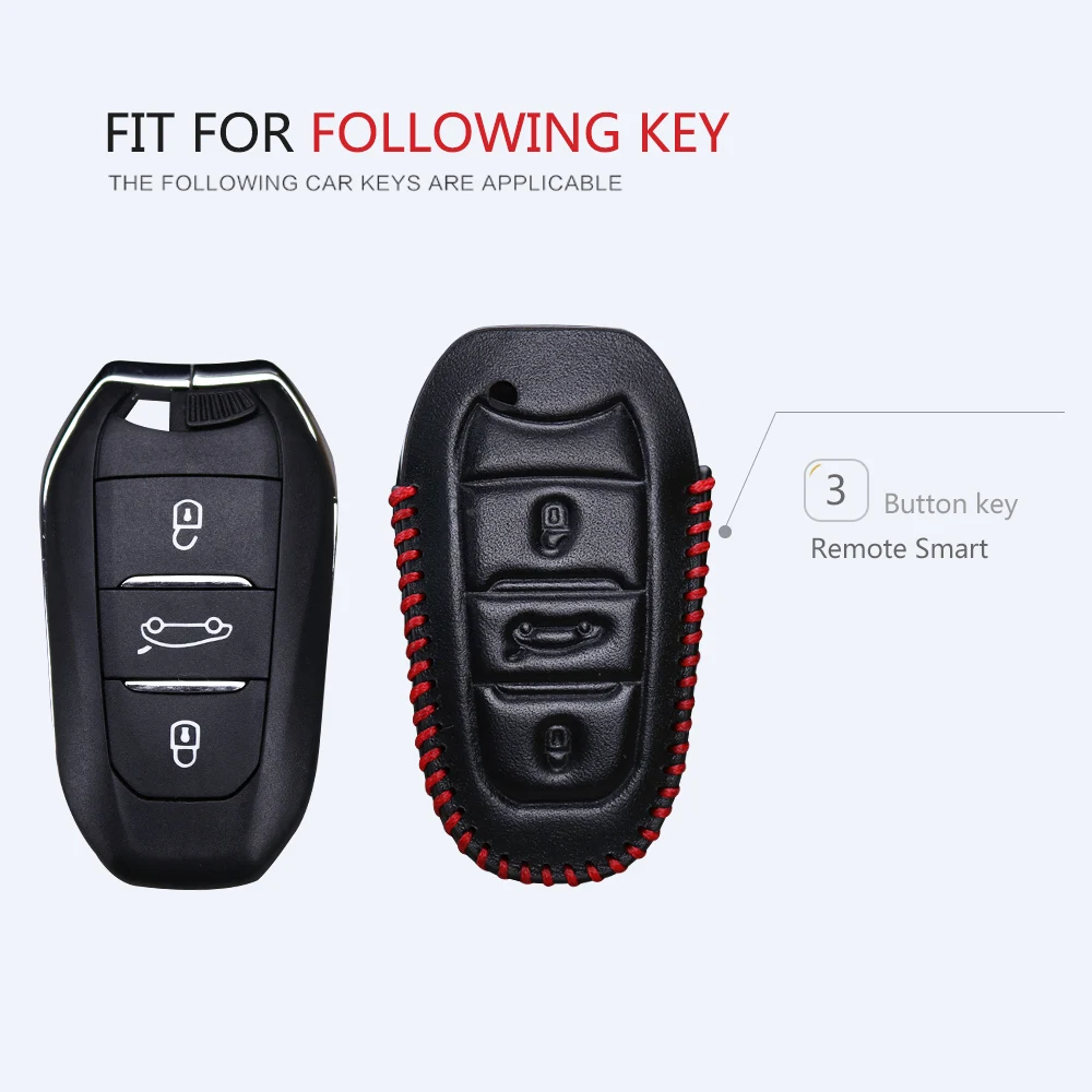 Leather Car Key Case Cover For Citroen Jumpy Berlingo C3 C4 Grand Picasso Xsara Cactus DS5 DS4 C5 X7 Ring Shell Accessories | Автомобили и