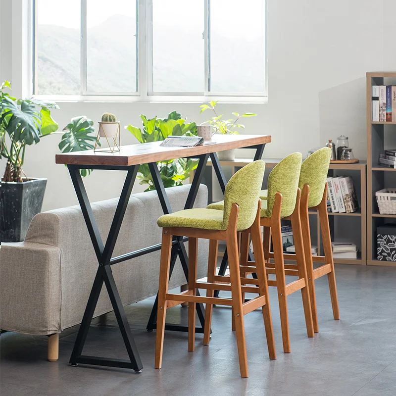 Барный стул из массива дерева простой барный высокий спинка передний стол касса