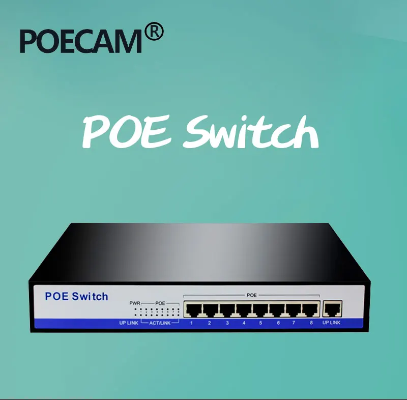 Гигабитный коммутатор poe switch, 8 портов 10/100/1000 Мбит/с rj45 сетевой концентратор ethernet коммутаторы 50V3A IEEE802.3af для активного отдыха, 8 шт. 1080P HD IP камера