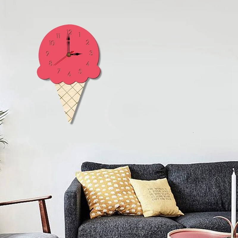 Настенные часы в скандинавском стиле с изображением мороженого Мультяшные