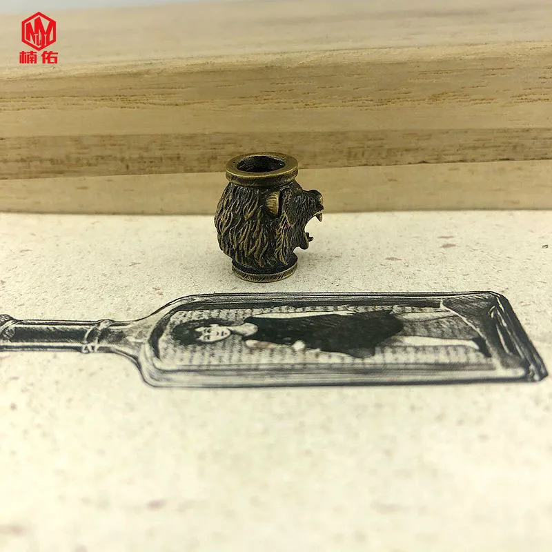 1 шт. латунный Медведь голова Паракорд нож бусины для повседневного
