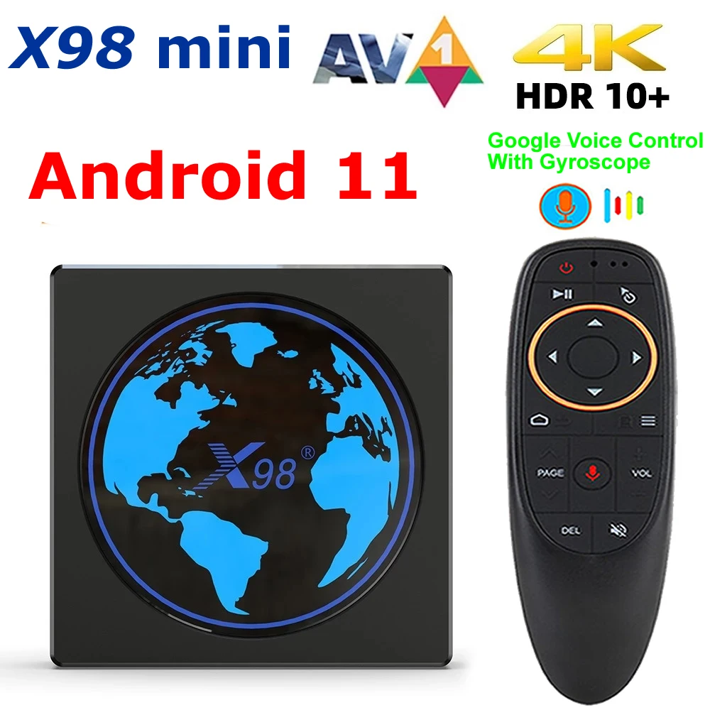 ТВ-приставка Android 11 X98 mini Amlogic S905W2 4G RAM 64 ГБ ПЗУ 4K Youtube Media Player 5G Dual WIFI AV1 HDR 10+ BT Set Top Box