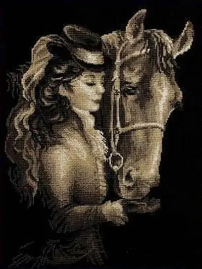 

Женская и лошадь, Высококачественная вышивка 14 карат, набор для шитья без принта, наборы для вышивки крестиком, сделай сам, декор ручной работы