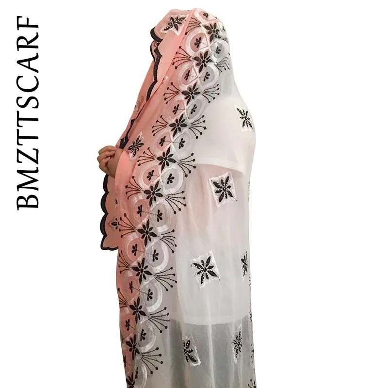 Новые африканские шарфы мусульманская вышивка женский большой шифоновый шарф