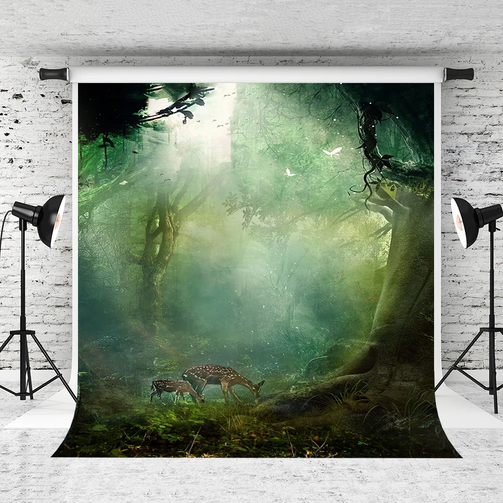 

VinylBDS 10x20ft Dream Forest Newborn Photography Props Fawn Photo Booth Backdrop Cotton Washable Backgrounds For Photo Studio
