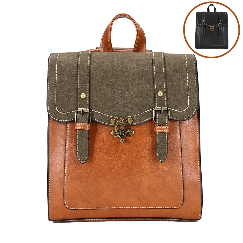 Женский рюкзак в стиле ретро Высококачественная брендовая кожаная женская