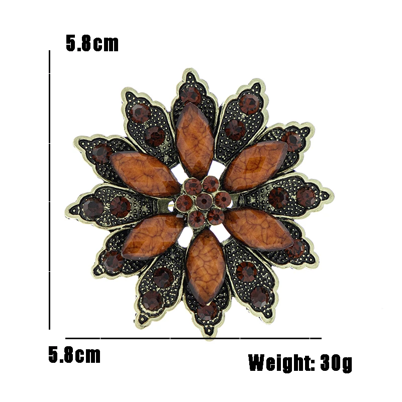 Ретро Модные ювелирные изделия оптом сплав смолы Стразы Цветок женская брошь для