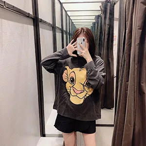style 1 Женская толстовка с капюшоном и рисунком короля льва simba, коллекция осень, пуловер с круглым вырезом и длинным рукавом - Цвет: style 1