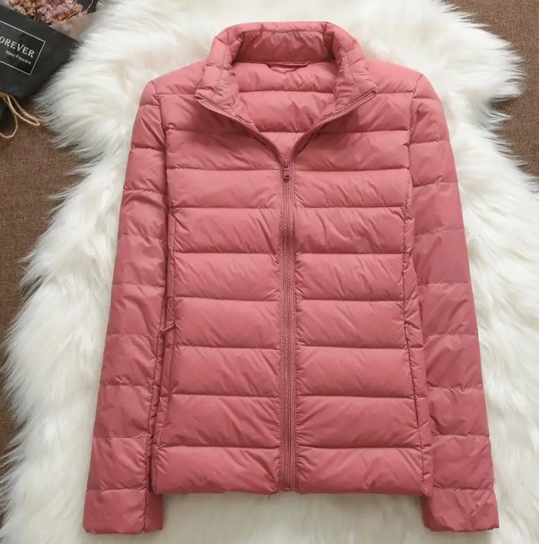 Leather Pink Зимняя женская Ультралегкая пуховая куртка с капюшоном, парка с белым утиным пухом, плюс размер 4XL, теплое пальто парка, Женская водонепроницаемая верхняя одежда - Цвет: Leather Pink