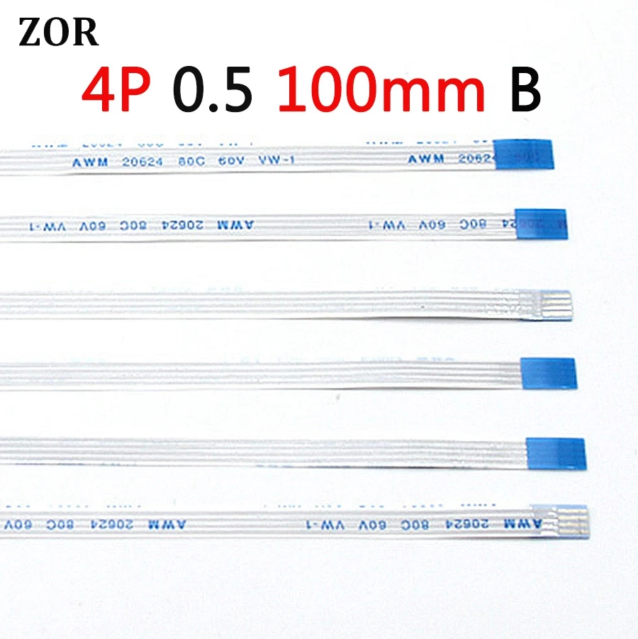 30pcs FFC FPC flat line flexible cable 0.5mm pitch 4 pin B Reverse Length 100mm 10cm Ribbon Flex Cable AWM 20624 80C 60V VW-1 | Компьютеры