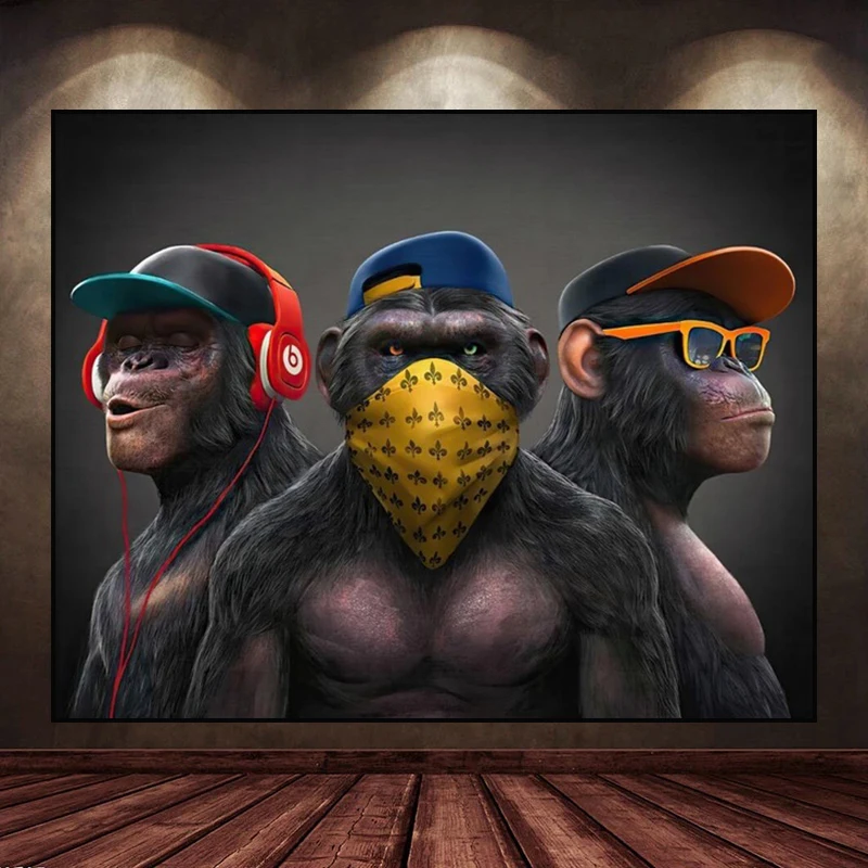 

Funny Monkey Animal Super Cool Modern Canvas Painting Posters and Prints Wall Art Pictures for Living Room Home Decor Cuadros