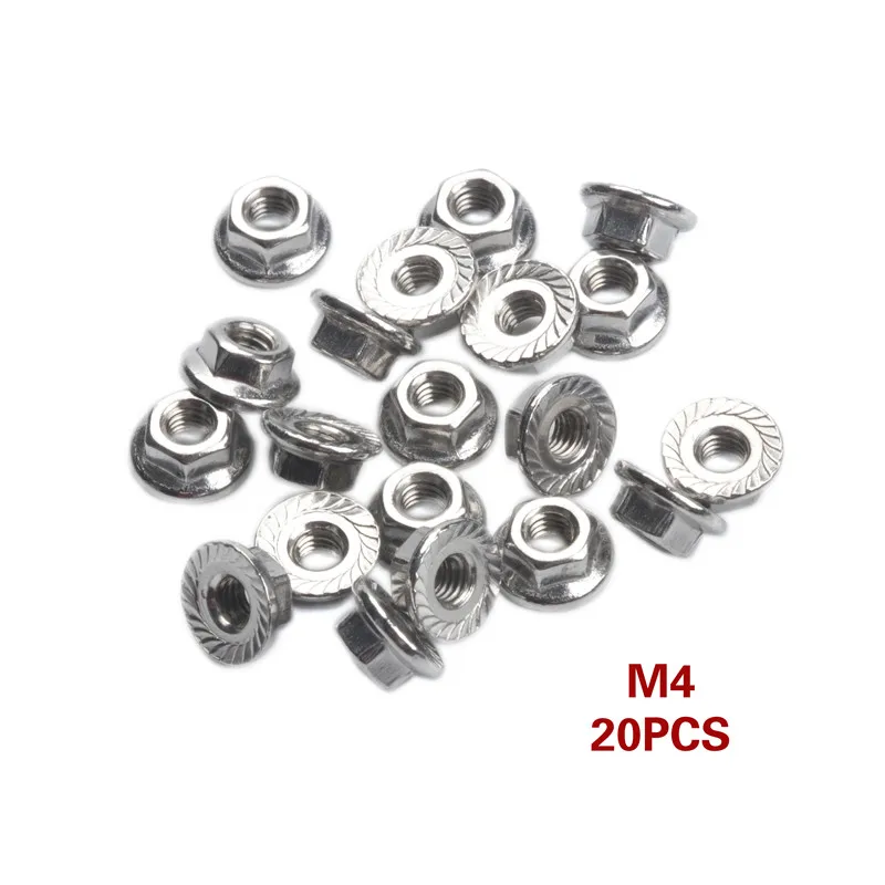 20 шт./компл. 304 шестигранные фланцевые гайки из нержавеющей стали M3 M4 M5 M6 M8
