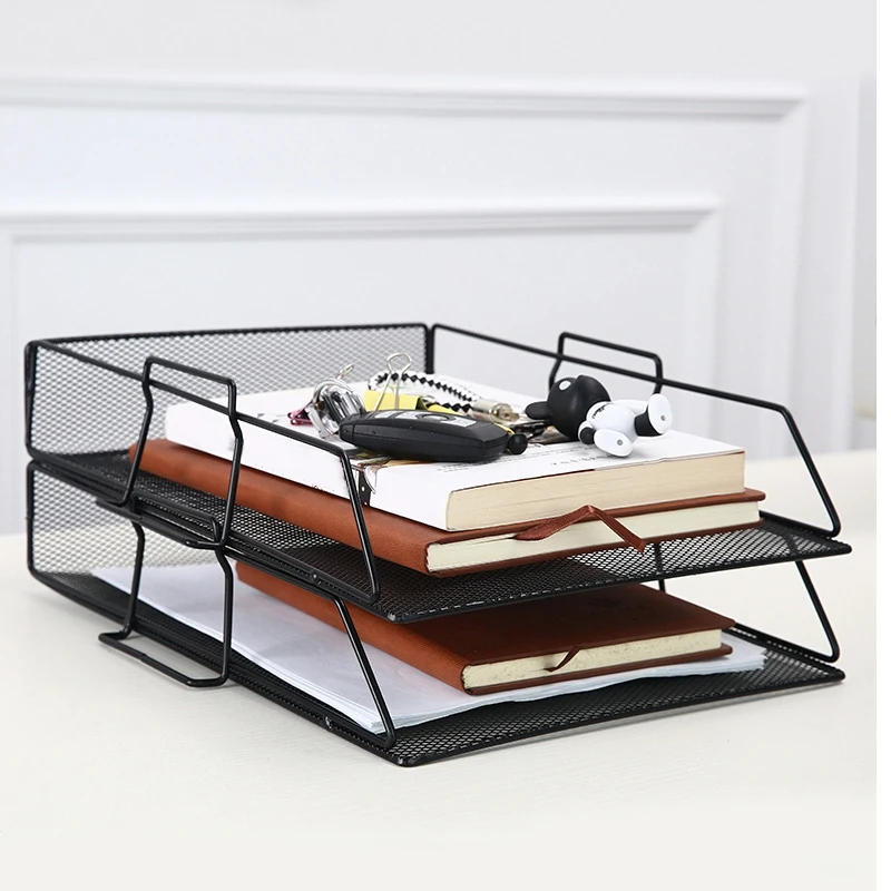

Office File Rack Multi-Layer Documents Organizer Basket Storage Desk Accessories Office Supplies
