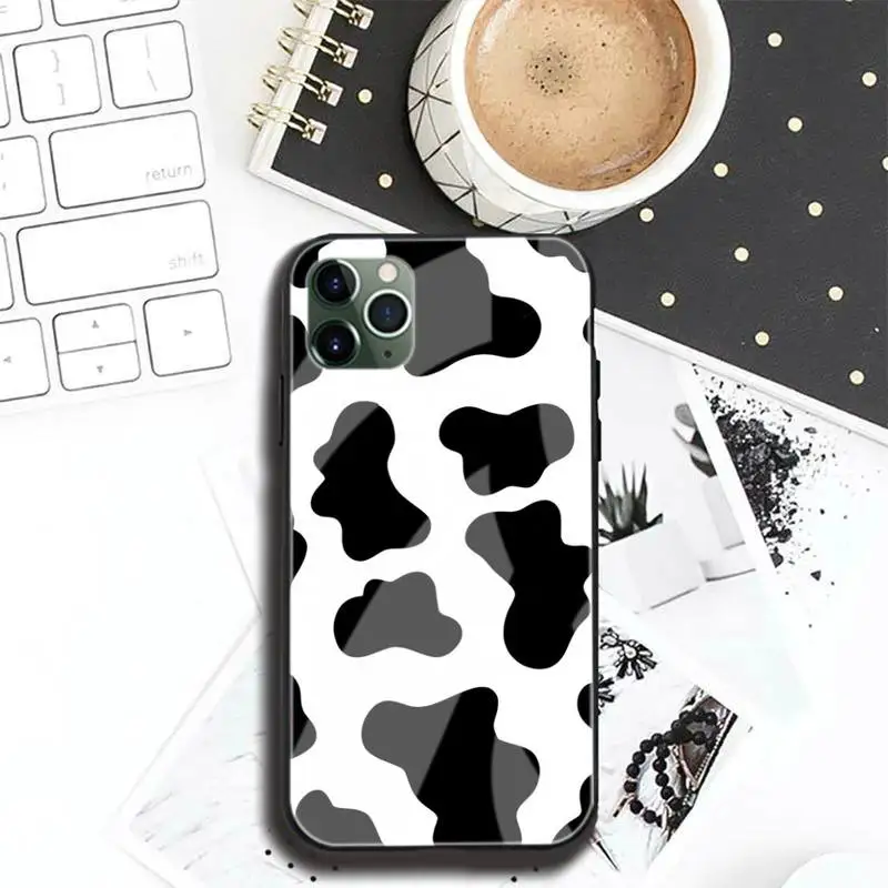 

Cow Pattern Phone Case Tempered Glass For Iphone6plus 6S 7 7plus 8 X XS XSmax XR 11 12 Pro Max 12mini