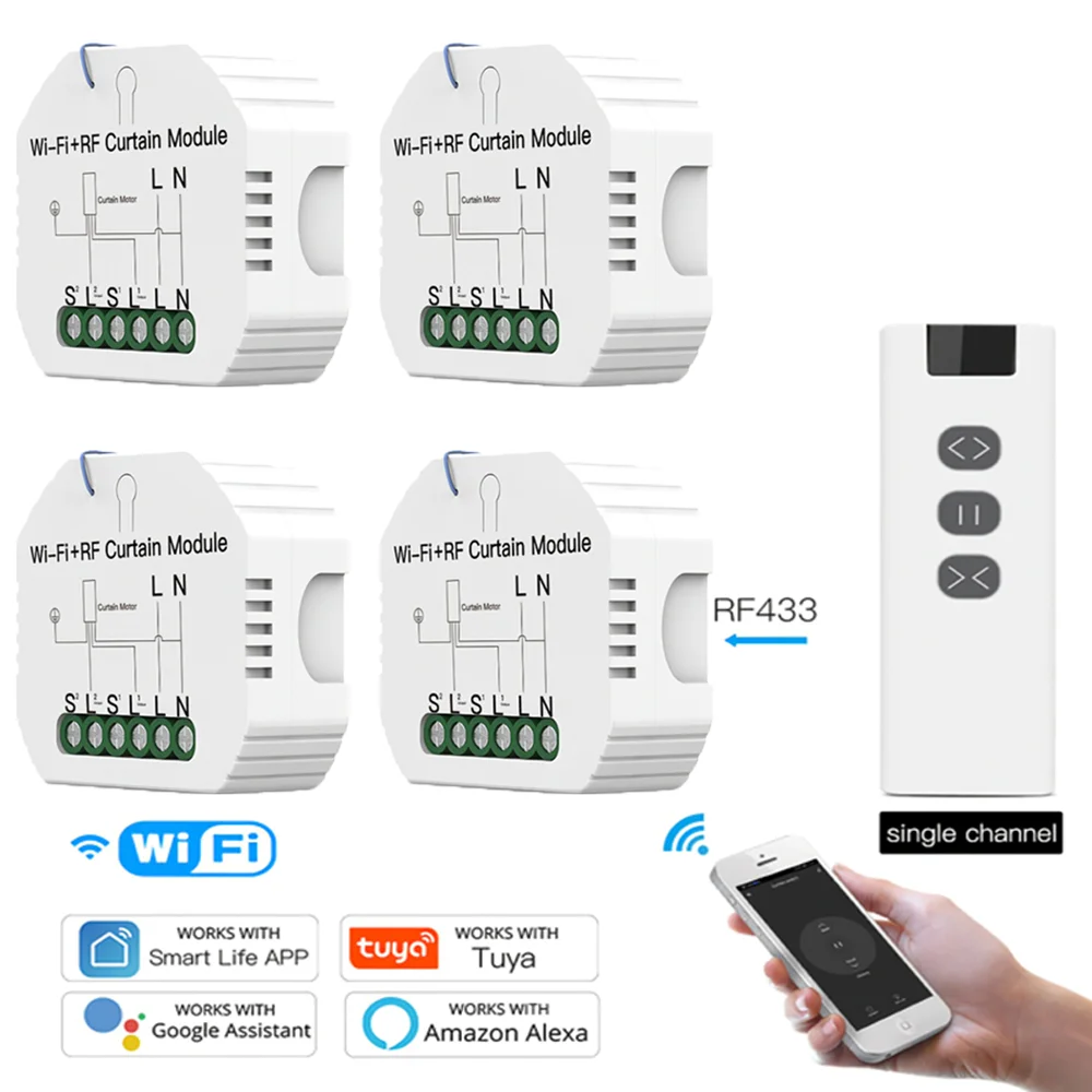 

Модуль выключателя для штор RF433, смарт-жалюзи с дистанционным управлением через Wi-Fi, для умного дома