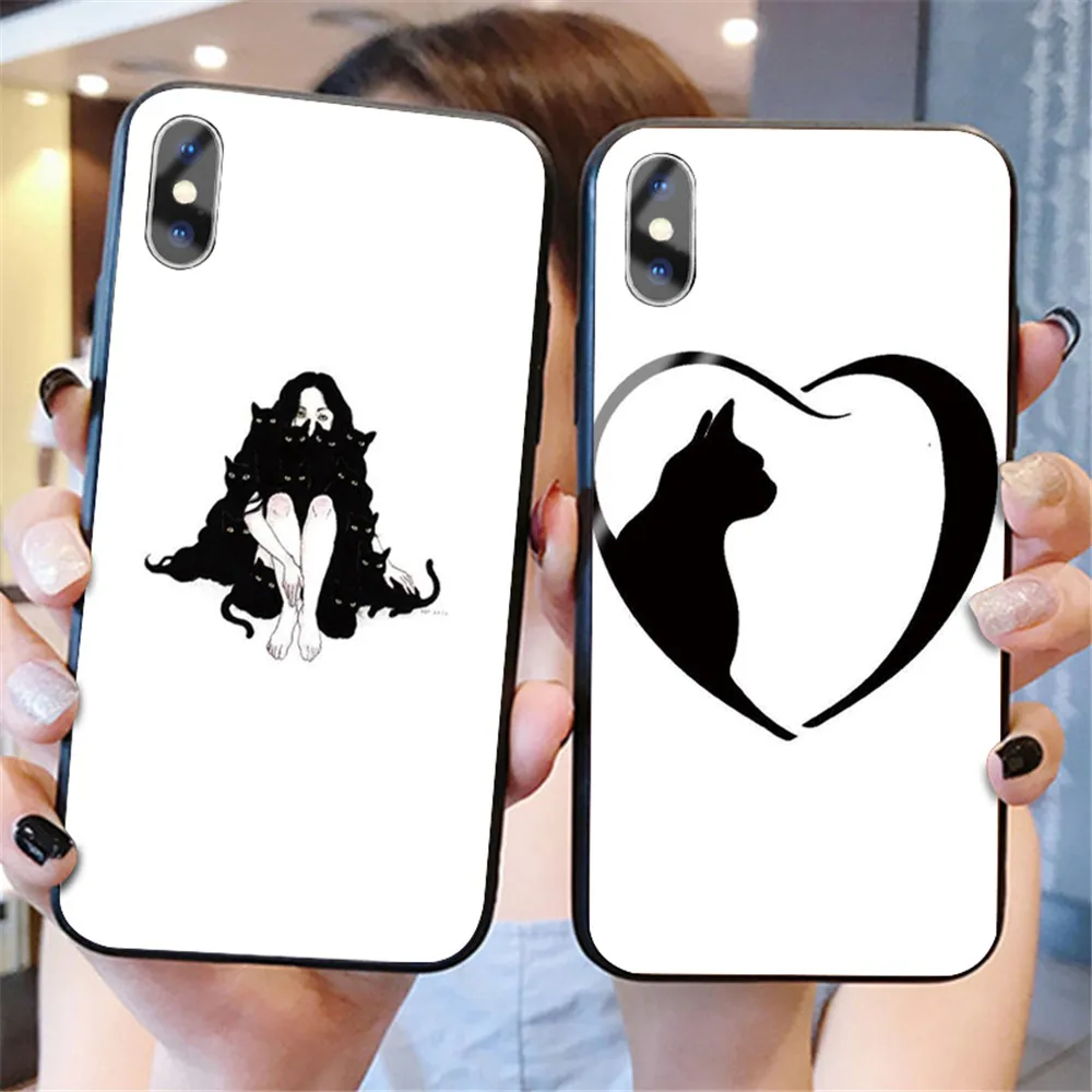 Забавная Милая задняя крышка с изображением кота для iphone XS Max XR X 5 5S 6 6S 7 8 Plus 11 Pro Max, милые чехлы из закаленного стекла