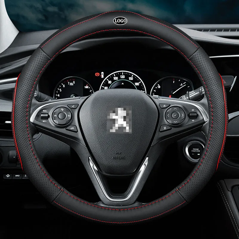 

No Smell Thin Car Genuine Leather Steering Wheel Covers for Peugeot 301 206 207 208 308 406 408 508 2018 Accessories