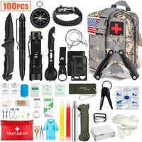 100pcs emergency survival kit and first aid kit professional survival gear hunting tool with tactical molle pouch and emergency