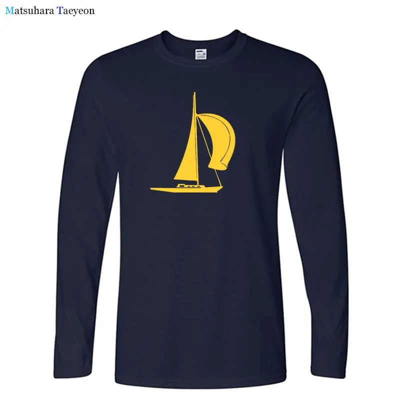 

Funny Ship Sailboat Ocean Sailing T Shirt for Men Autumn New Long Sleeve T Shirt Casual Harajuku Shirt Tops Men Clothing