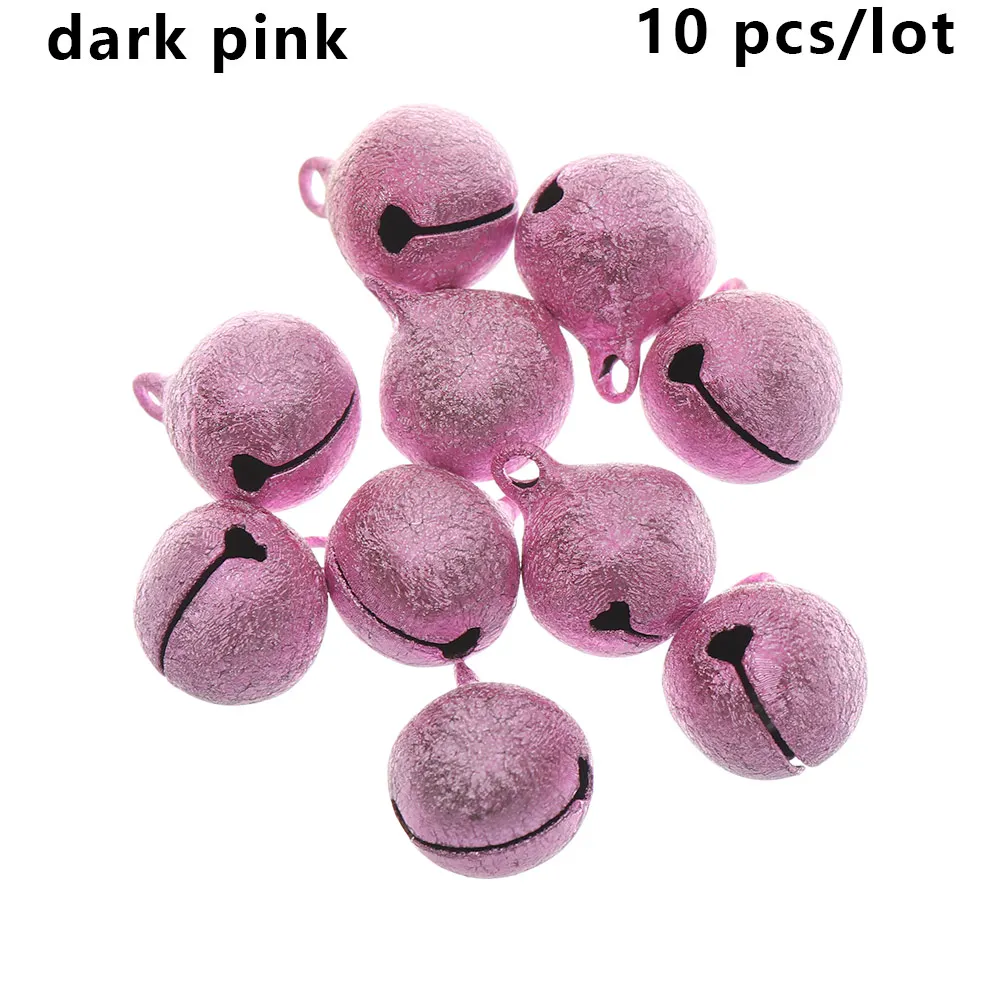 dark pink 10 шт цветные Свободные металлические бусины, железные колокольчики, рождественские подвесные Подвески, Колокольчик для елки, праздничные декоративные шары, поделки своими руками - Цвет: dark pink