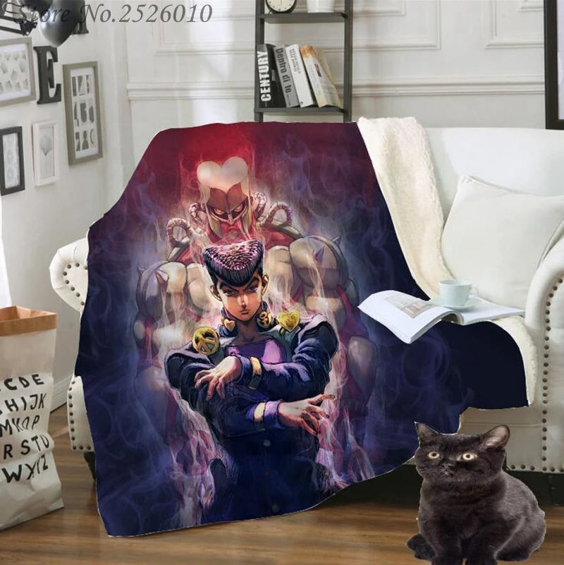 

Новое одеяло Jojo's невероятные приключения с 3D принтом, Флисовое одеяло для взрослых, Подростковый диван для путешествий, сохраняющее тепло д...